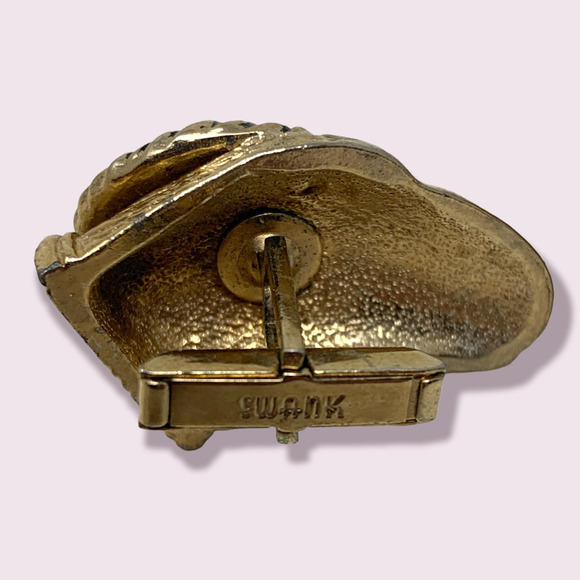 Vintage SWANK Ram's Head Figural Cuff Links Gold Tone 1960's - Picture 3 of 6
